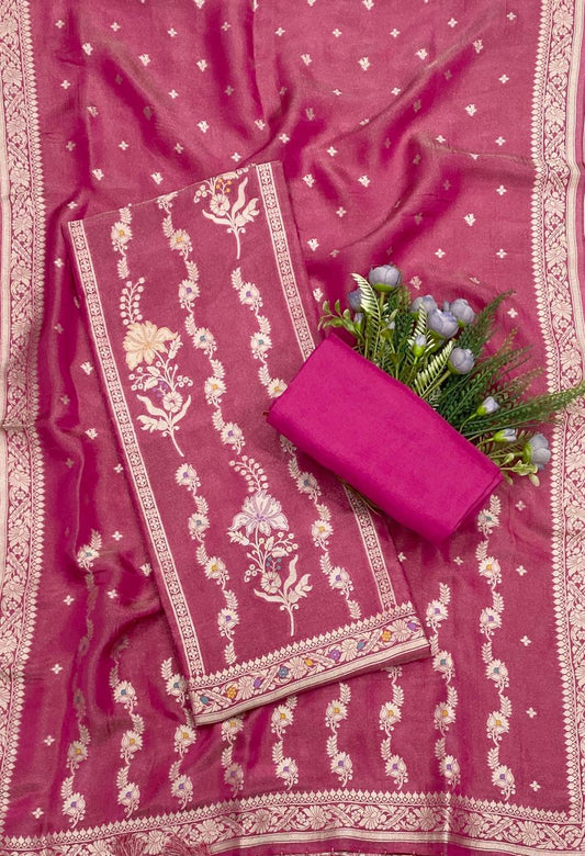823C Banarasi Silk Hot Pink Suit Fabric / CKC Banarasi Edit
