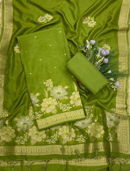 825C Dola Silk Green Suit Fabric/ CKC Partywear Collection