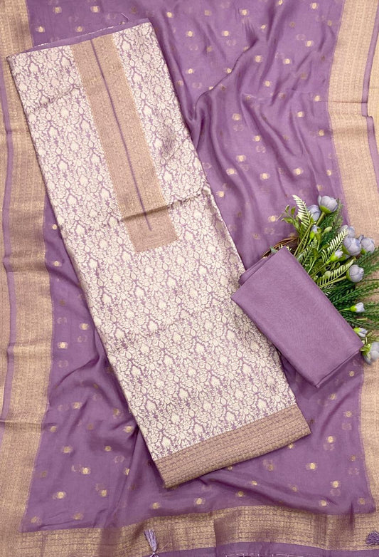 835C Banarasi Brocade Mauve  Suit Fabric / CKC Banarasi Edit