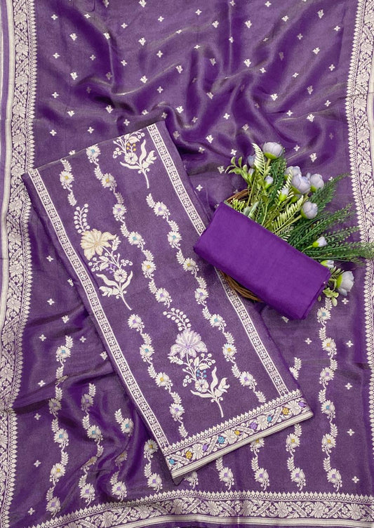 821C Banarasi Silk Purple Suit Fabric / CKC Banarasi Edit