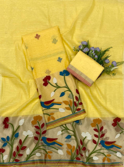852C Shimmer Jamdani Lemon Suit Fabric / CKC Jamdani Suits