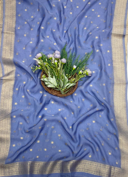 838C Banarasi Brocade Blue Suit Fabric / CKC Banarasi Edit