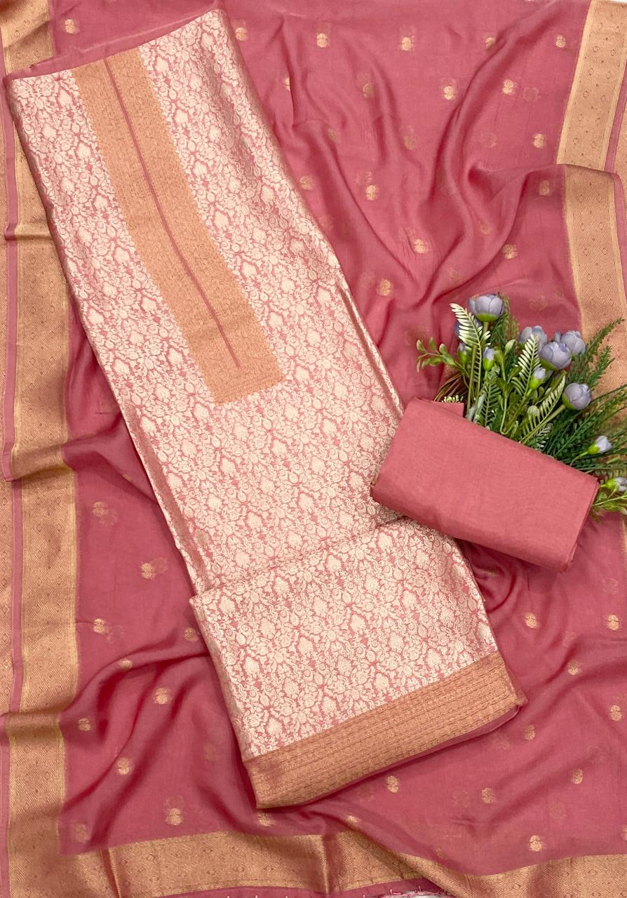 836C Banarasi Brocade Mauve  Suit Fabric / CKC Banarasi Edit