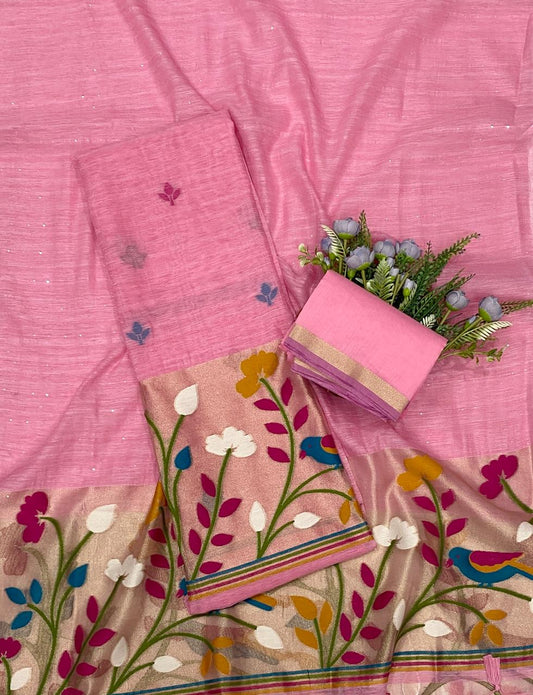 853C Shimmer Jamdani Pink Suit Fabric / CKC Jamdani Suits