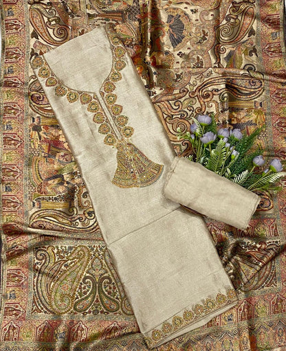 843C Shimmer Silk Cream Suit Fabric/ CKC Partywear Collection