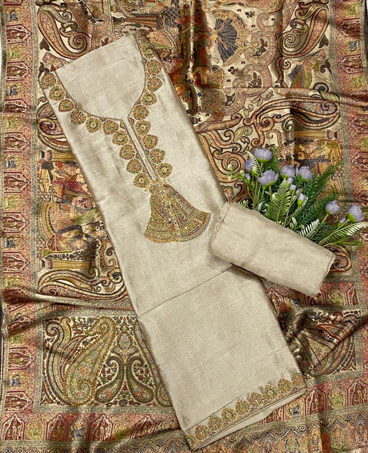 843C Shimmer Silk Cream Suit Fabric/ CKC Partywear Collection