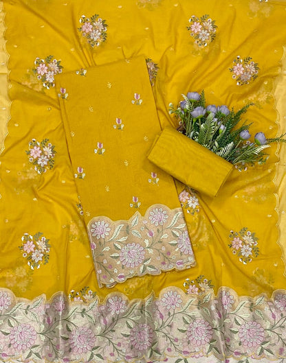 833C Mul Cotton Yellow Suit Fabric / CKC Mul Cotton