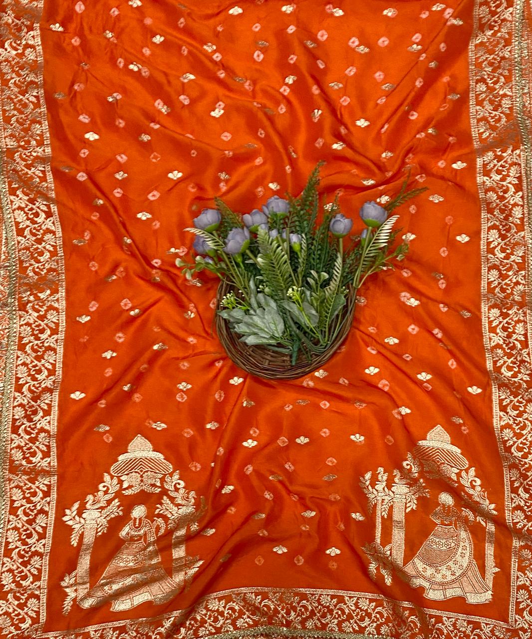 846C Dola Silk Orange Suit Fabric/ CKC Partywear Collection