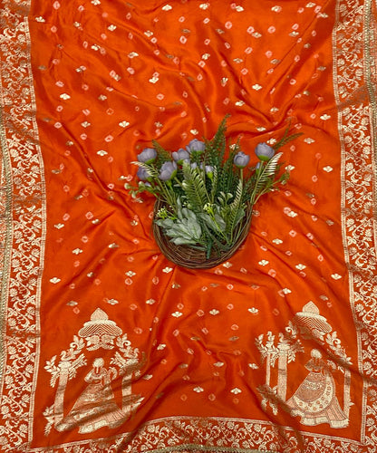 846C Dola Silk Orange Suit Fabric/ CKC Partywear Collection
