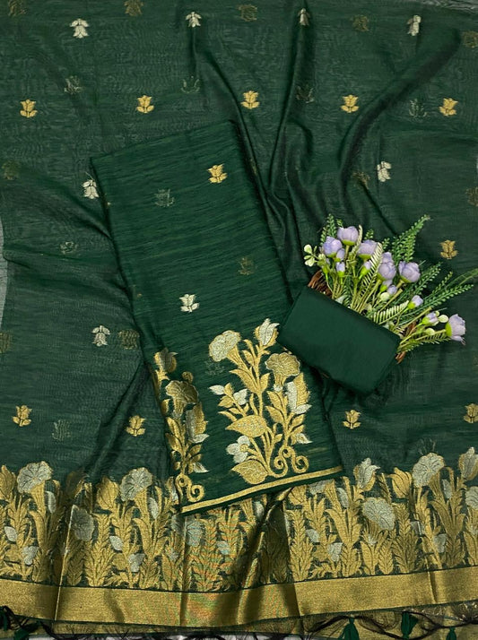 Jamdani Green Suit Fabric - Studio CKC