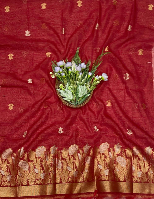 Jamdani Red Suit Fabric - Studio CKC
