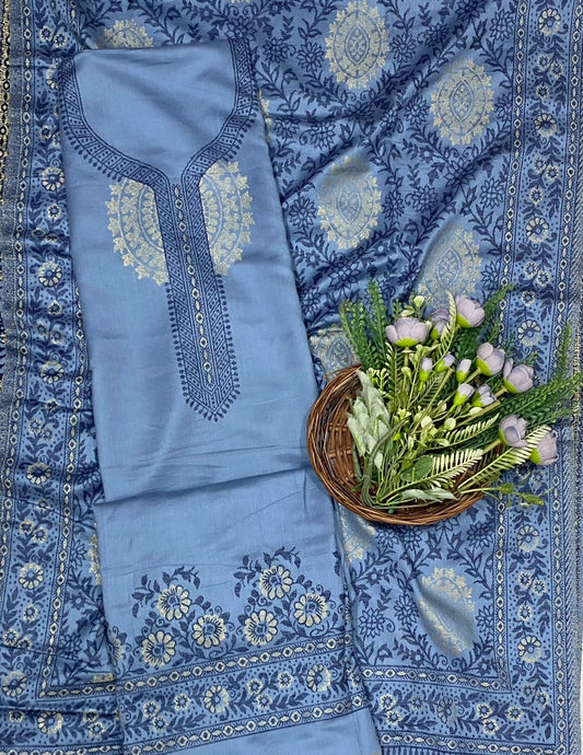 803C Pashmina Ice Blue Suit Fabric/ CKC Winter Suits