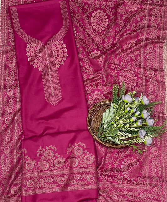 801C Pashmina Majenta Suit Fabric/ CKC Winter Suits