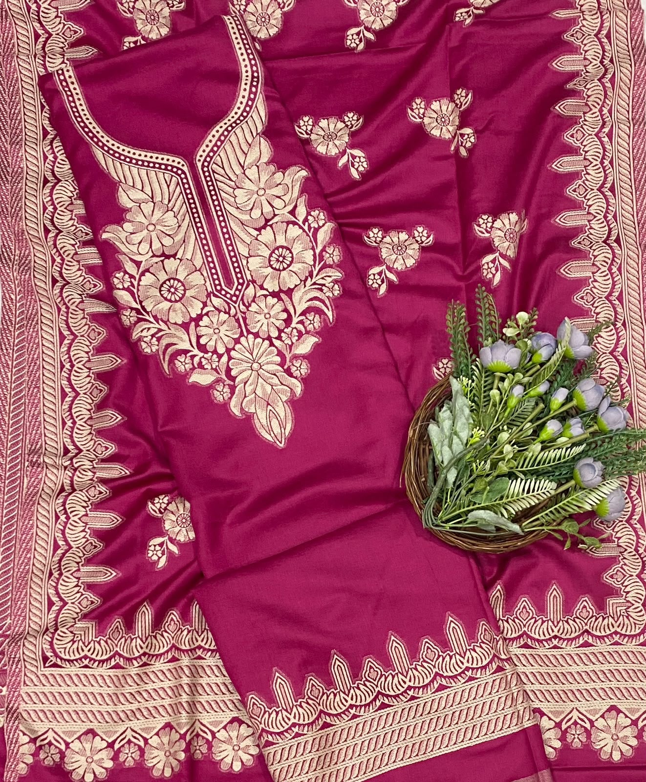 812C Pashmina Hot Pink Suit Fabric/ CKC Winter Suits