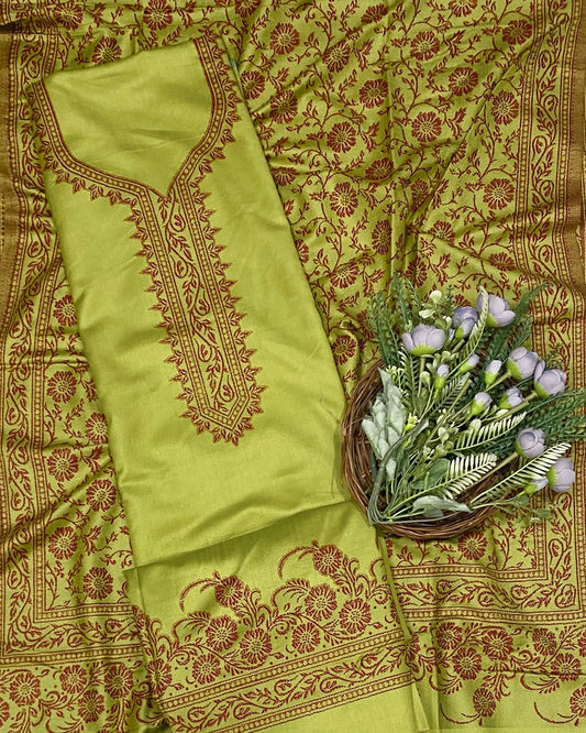 786C Pashmina Green Suit Fabric/ CKC Winter Suits