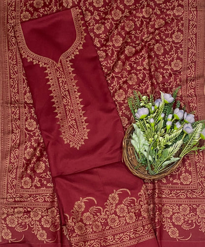 779C Pashmina Red Suit Fabric/ CKC Winter Suits