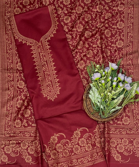 779C Pashmina Red Suit Fabric/ CKC Winter Suits