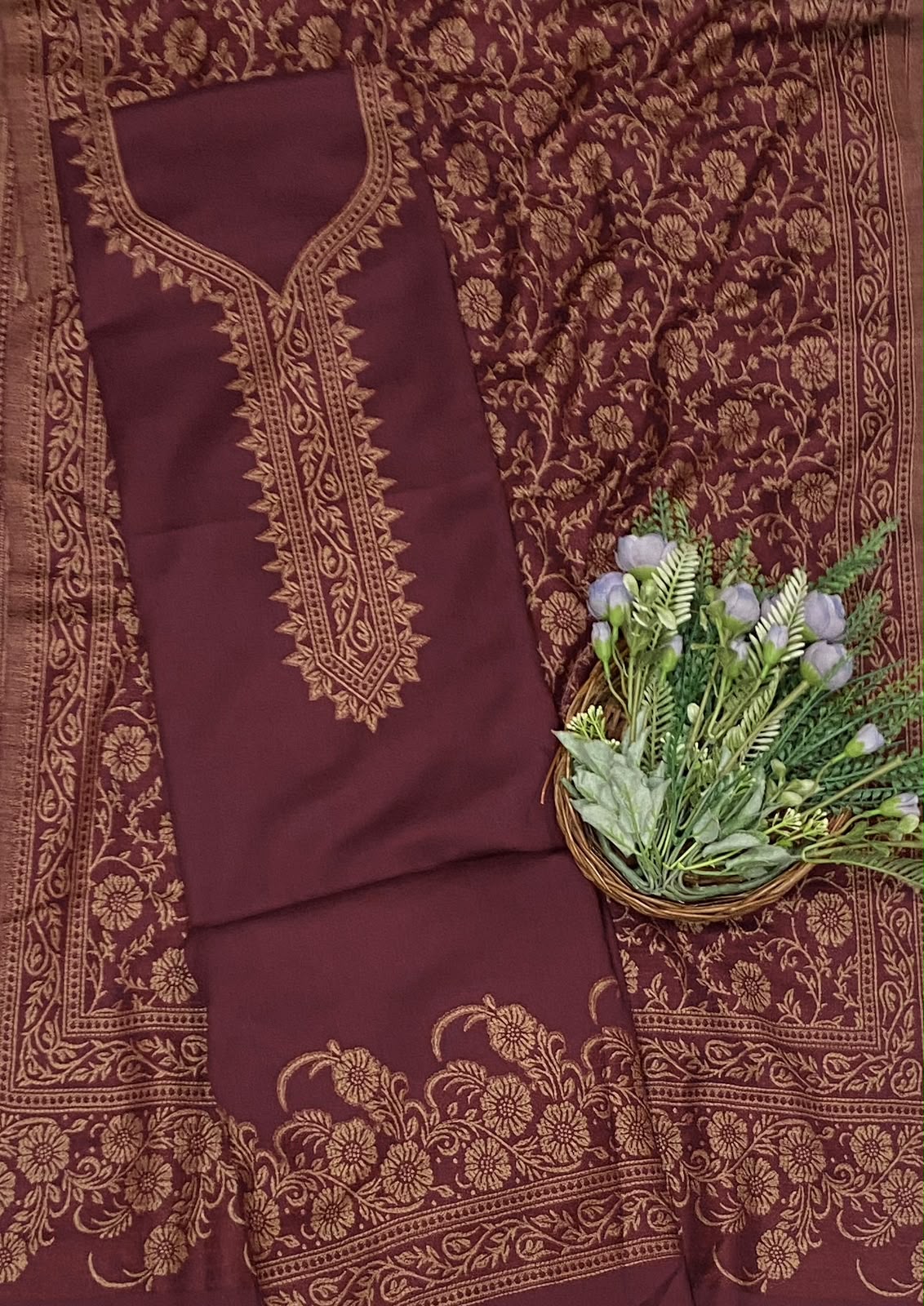 783C Pashmina Maroon Suit Fabric/ CKC Winter Suits