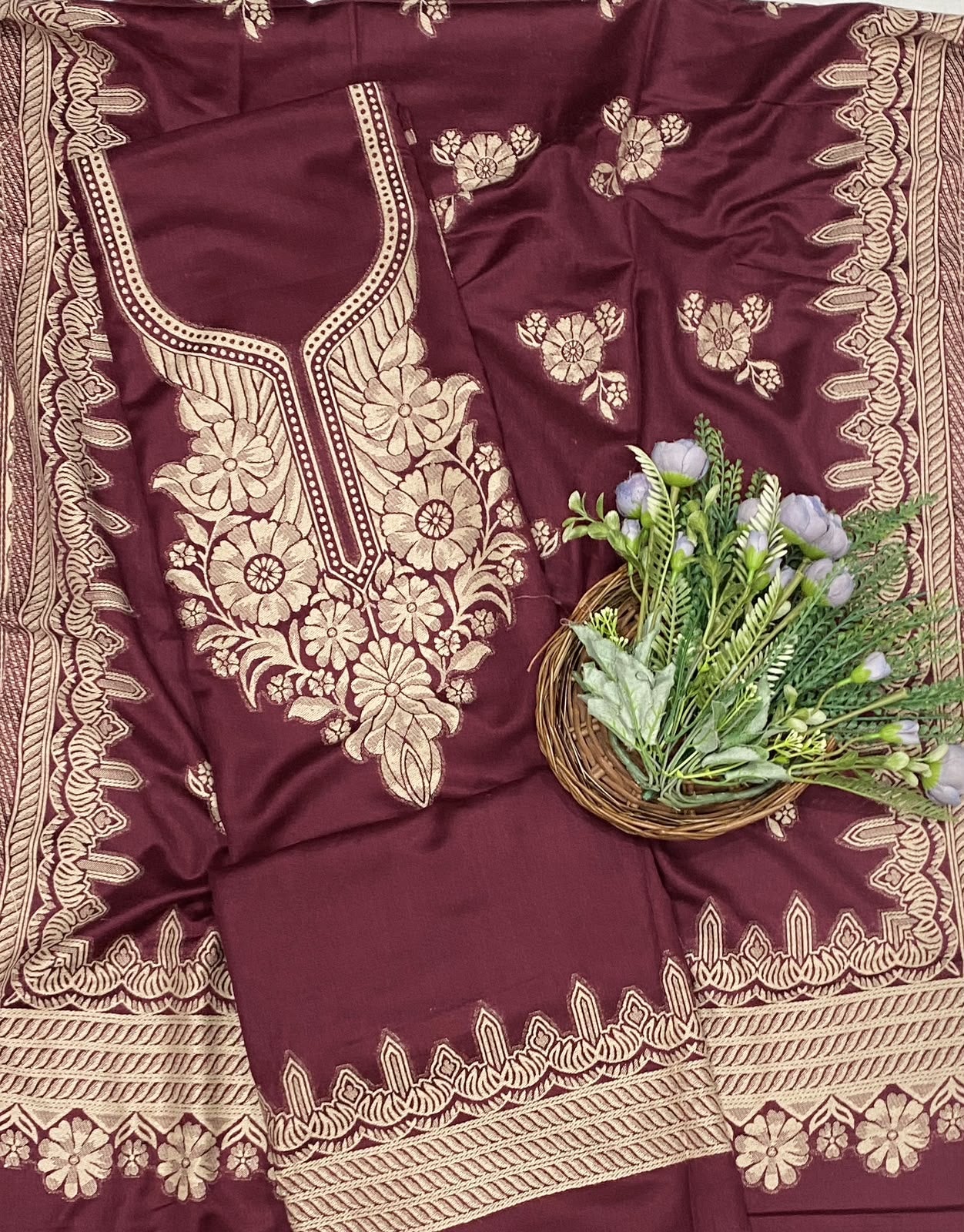 810C Pashmina Maroon Suit Fabric/ CKC Winter Suits