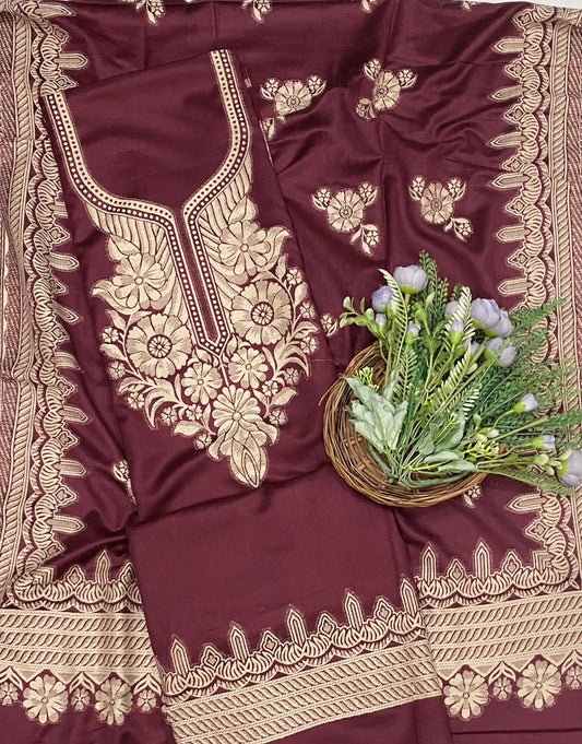 810C Pashmina Maroon Suit Fabric/ CKC Winter Suits