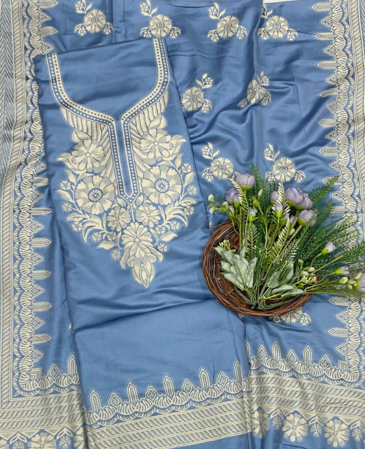 808C Pashmina Blue Suit Fabric/ CKC Winter Suits