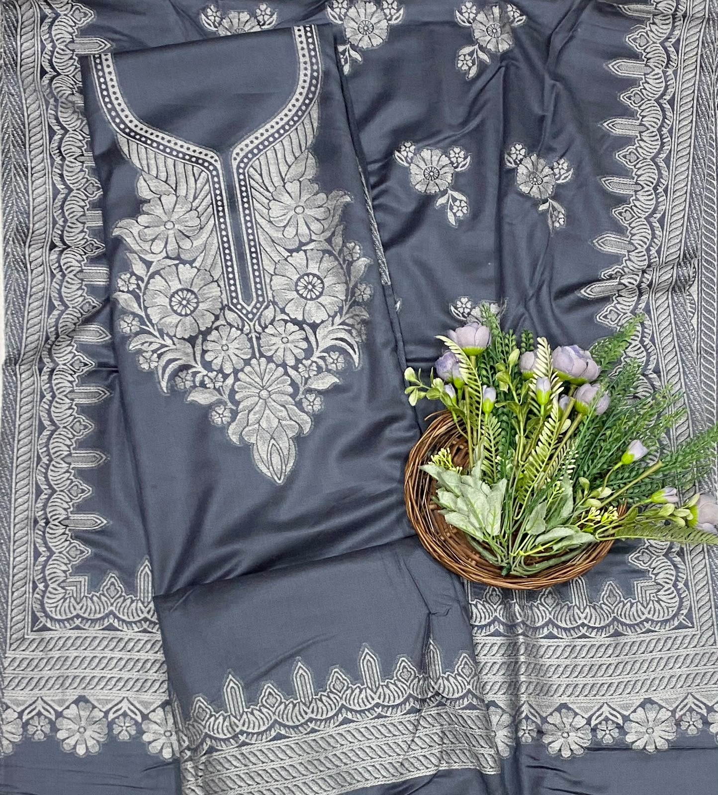 809C Pashmina Dark Grey Suit Fabric/ CKC Winter Suits