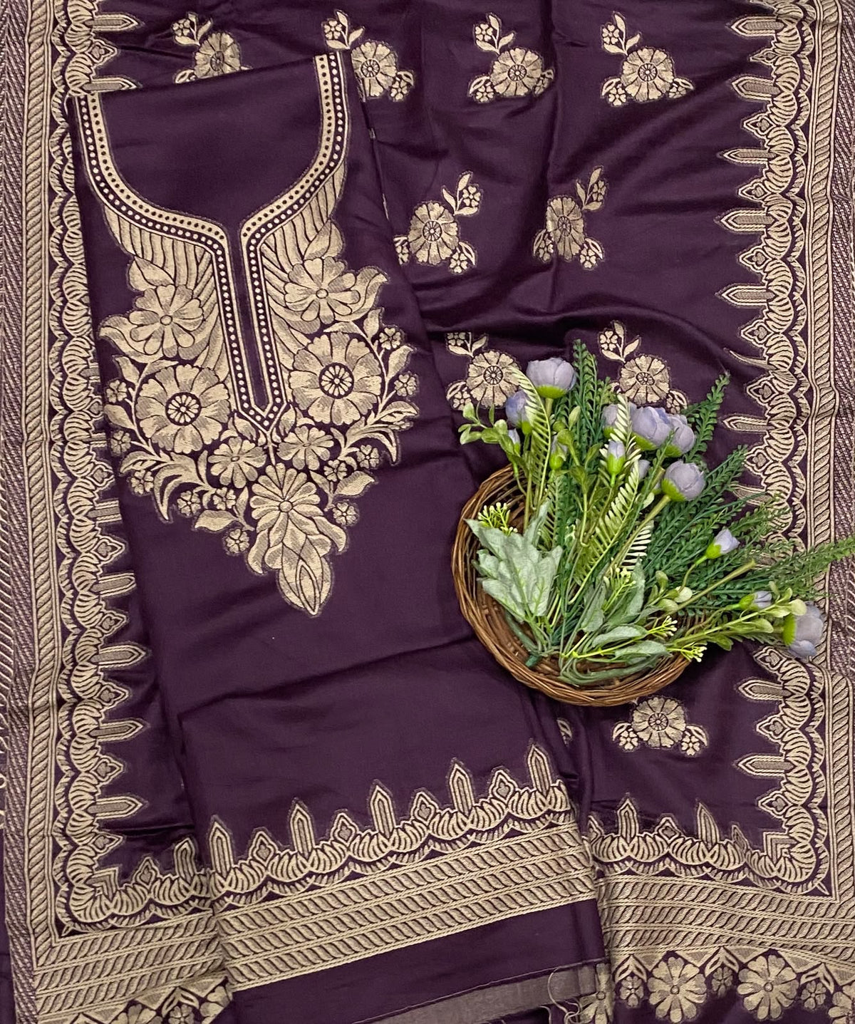 814C Pashmina Purple Suit Fabric/ CKC Winter Suits