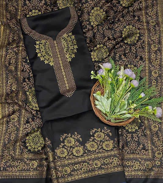 788C Pashmina Black Suit Fabric/ CKC Winter Suits