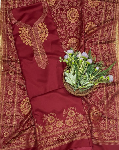 802C Pashmina Maroon Suit Fabric/ CKC Winter Suits