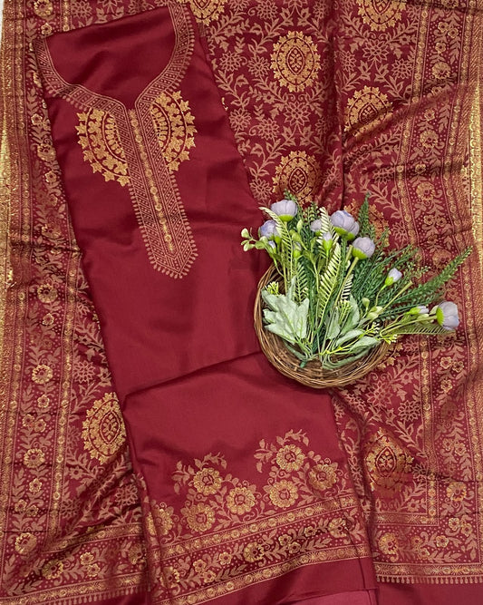 802C Pashmina Maroon Suit Fabric/ CKC Winter Suits