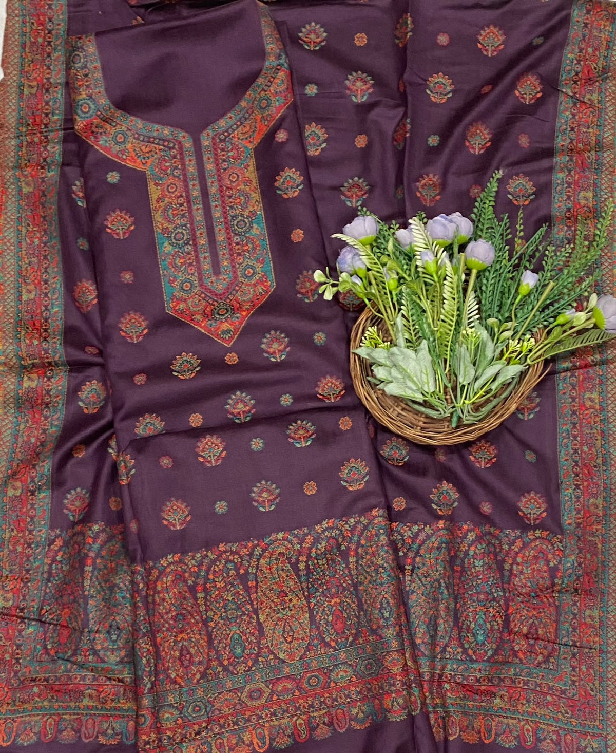 794C Pashmina Purple Suit Fabric/ CKC Winter Suits