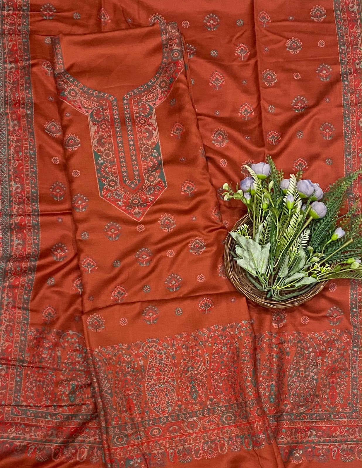 797C Pashmina Orange  Suit Fabric/ CKC Winter Suits