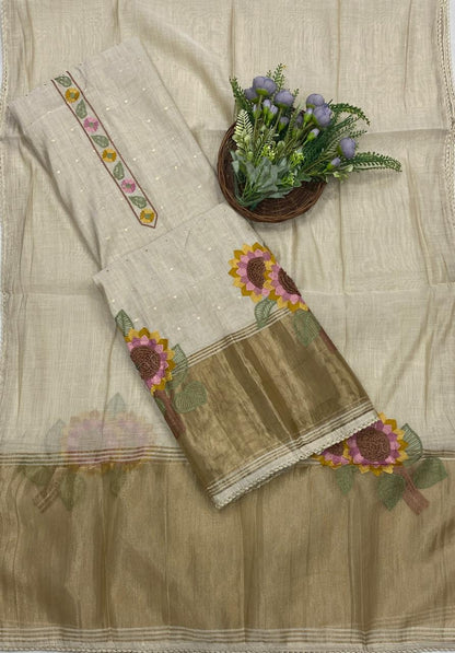 211C Mul Cotton Beige suit Fabric / CKC Mul Cotton
