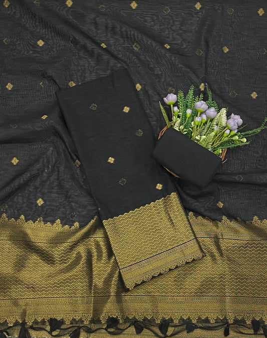 Jamdani Black Suit Fabric - Studio CKC