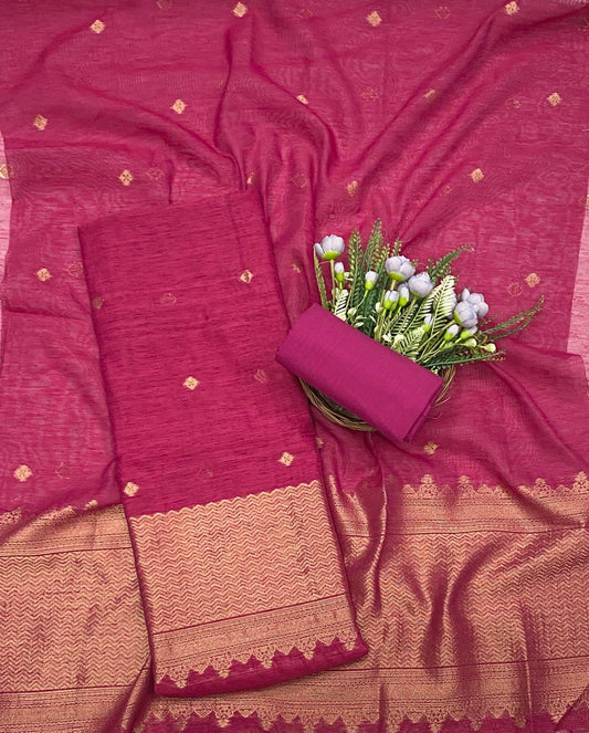 Jamdani Pink Suit Fabric - Studio CKC