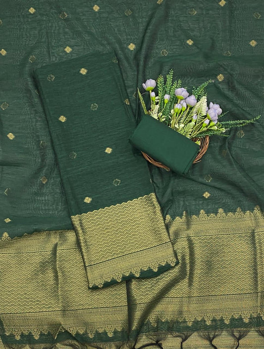 Jamdani Green Suit Fabric - Studio CKC
