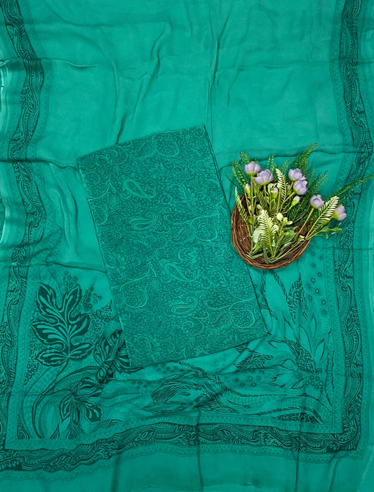 Crepe Sea Green Suit Fabric - Studio CKC