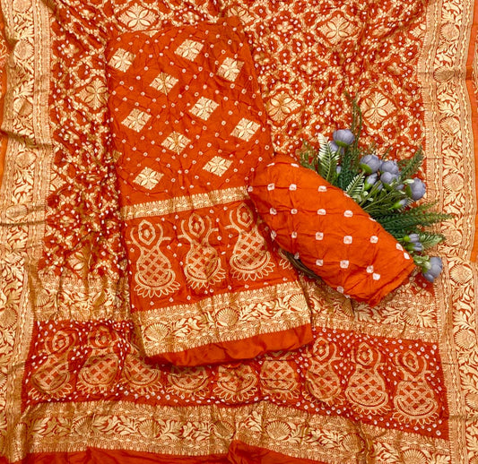 Malai Silk Orange Suit Fabric - Studio CKC