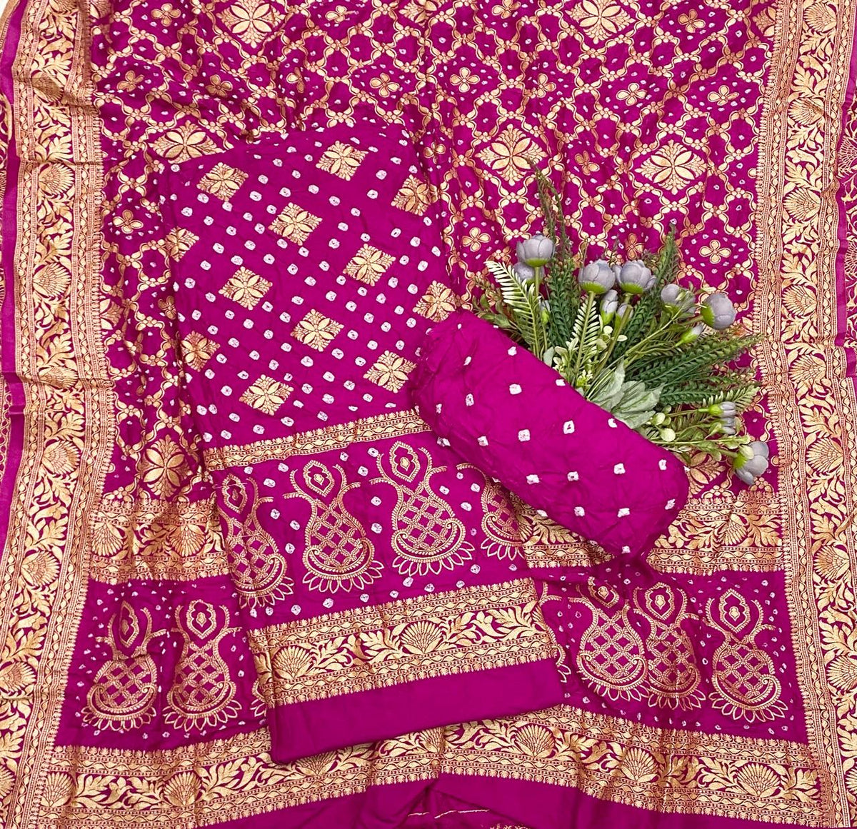 965C Malai Silk Rani Pink Suit Fabric / CKC Jaipuri Suits