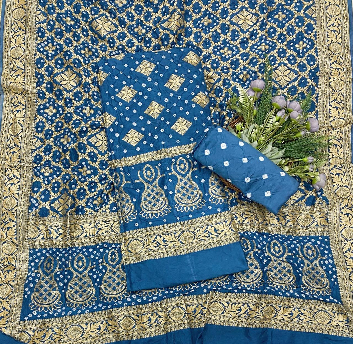 966C Malai Silk Dark Blue Suit Fabric / CKC Jaipuri Suits