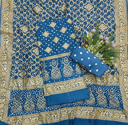 966C Malai Silk Dark Blue Suit Fabric / CKC Jaipuri Suits