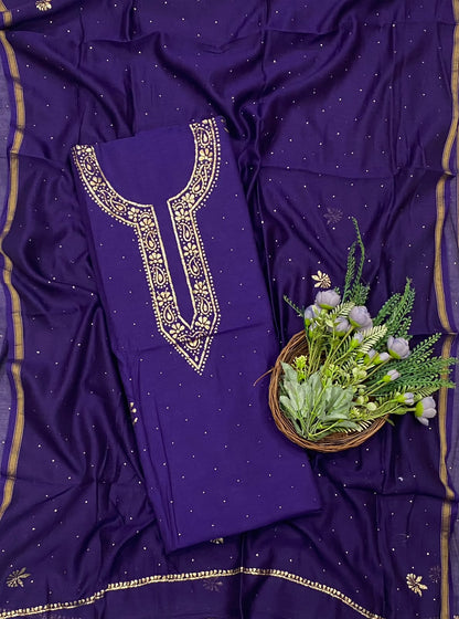 971C Pure Mul Cotton Purple Suit Fabric / CKC Mul Cotton