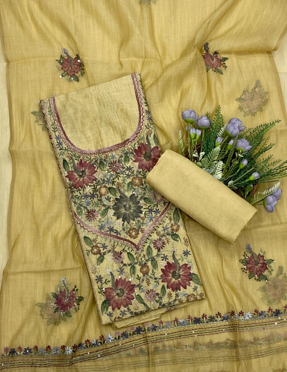 953C Mul Chanderi Skin Suit Fabric/ CKC Mul Cotton