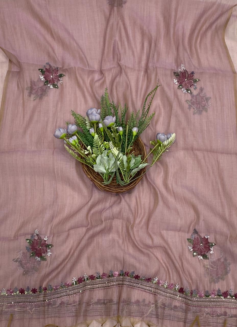 954C Mul Chanderi Lilac Suit Fabric/ CKC Mul Cotton