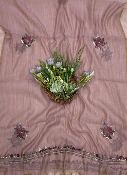 954C Mul Chanderi Lilac Suit Fabric/ CKC Mul Cotton
