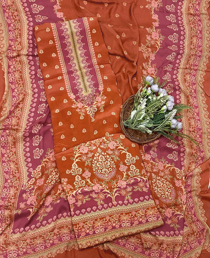 4D Crepe Orange Suit Fabric / CKC Crepe Suits