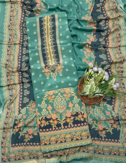 2D Crepe Green Suit Fabric / CKC Crepe Suits