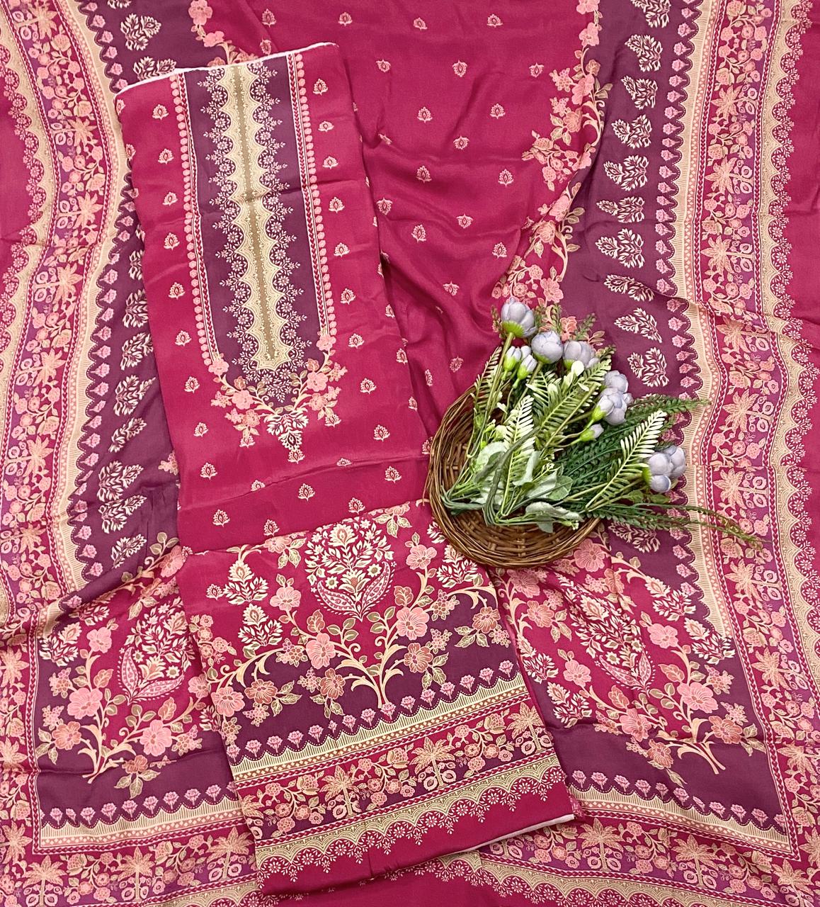 1D Crepe Pink Suit Fabric / CKC Crepe Suits
