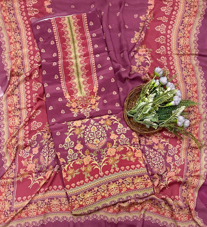 3D Crepe Purple Suit Fabric / CKC Crepe Suits
