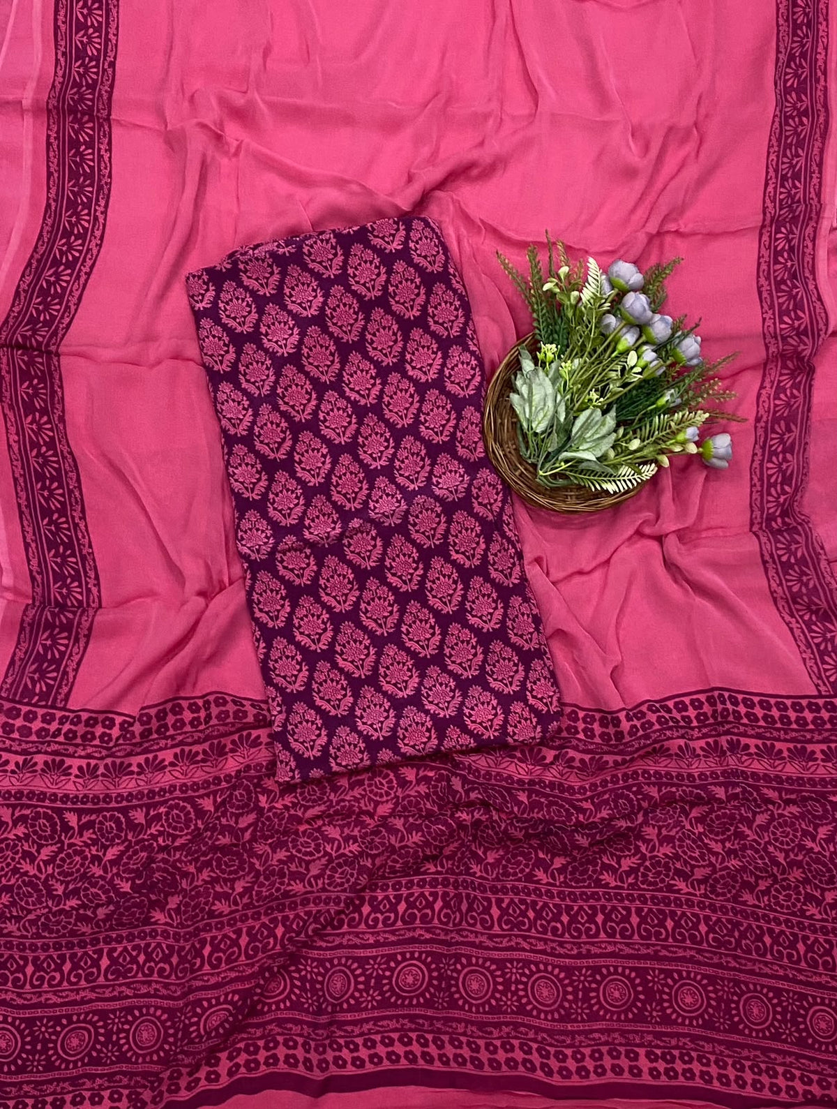Crepe Pink Suit Fabric - Studio CKC